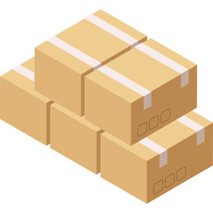 Stacked Cardboard Boxes With White Tape And Black Markings On A Transparent Background Isolated Packaging For Shipping And Delivery