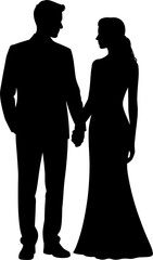 Couple Wedding Silhouette Vector Illustration