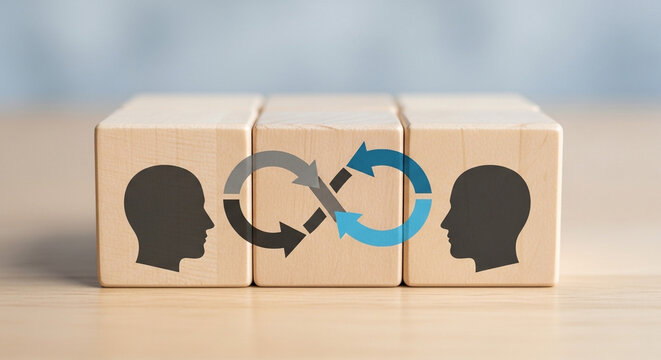 Visualize seamless communication and collaborative synergy between two minds with this engaging concept of shared understanding and continuous exchange.