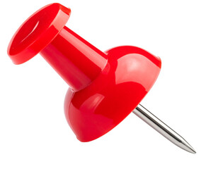 A red push pin isolated on transparent or white backgrounds