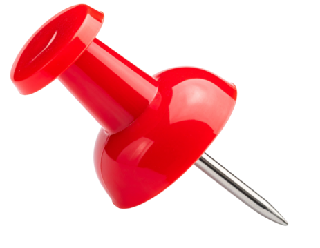 A red push pin isolated on transparent or white backgrounds