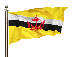 Transparent Background Cutout Brunei National Flag Waving In The Wind