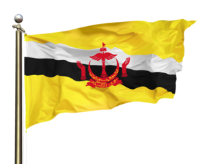 Transparent Background Cutout Brunei National Flag Waving In The Wind