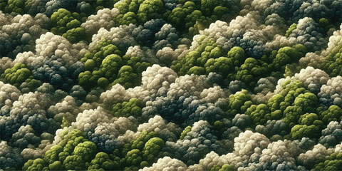 A background texture showing a pattern of moss arranged to resemble a cloud formation, ideal for creating natural scenes.