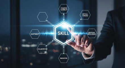 Unlock your potential with a visual representation of essential skills for career growth and personal development in a modern business context.