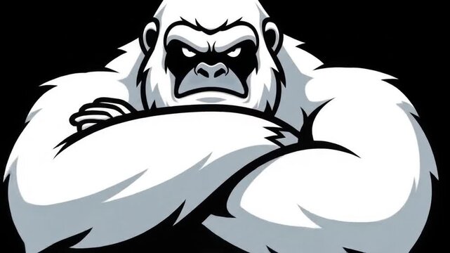 White gorilla illustration on black background vector art