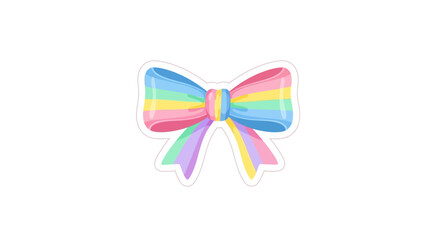 Colorful Striped Bow Tie Illustration with Pastel Shades.