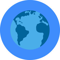 Stylized Blue Earth Globe Centered Within Concentric Blue Rings On Transparent Background Representing Global Connection And Technology