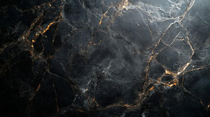 Dark Black Marble Surface With Golden Veins And Subtle Vignette Lighting