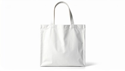 Blank white tote bag mockup isolated on a white background for design and branding