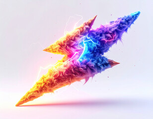 Obraz premium Fluffy lightning bolt with vibrant color transition and electric sparks colorful