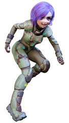 3D Rendering Anime Astronaut Girl on White