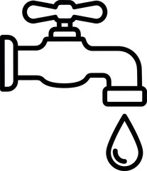  Simple icon of a water tap or faucet with a single drop of water falling