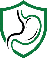  Stomach health protection shield icon