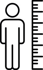  Icon of a person standing next to a ruler or measuring tape, indicating height or measurement