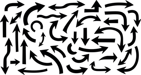  Collection of various black arrows pointing in different directions