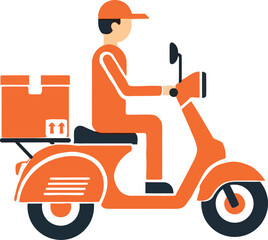  Orange delivery man on scooter with package