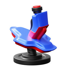 Futuristic Blue and Red Joystick With Black Base and Red Button On A Transparent Background With Soft Studio Lighting