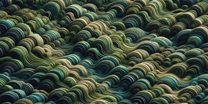 A captivating background texture featuring moss intricately arranged in a rippling pattern, creating a natural and visually stunning effect.