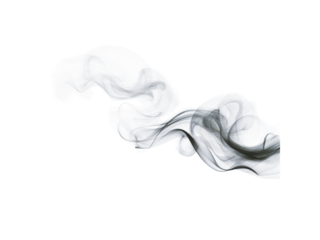White vapor swirls against black abstract flowing graphic smoke, Isolated On Transparent Background