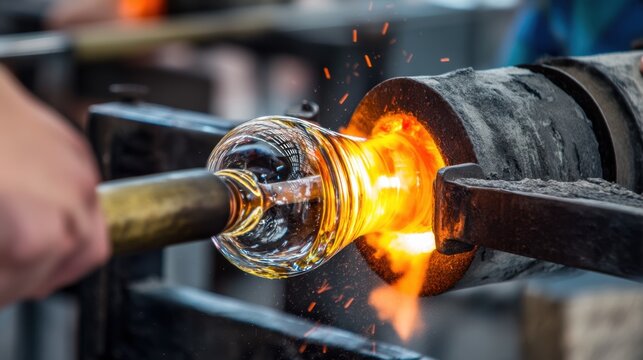 Glassblowing demonstration at a craft studio showcasing skilled artisans creating unique glass pieces
