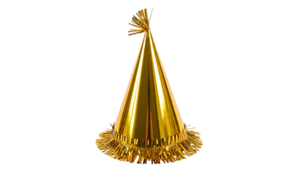 Golden Party Hat with Tassel on Transparent Background for Celebration