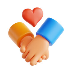 Holding Hands 3D Icon Illustration