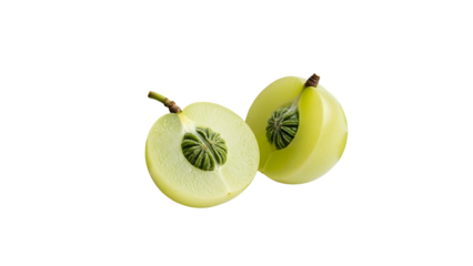 Yellow Eggplant with Green Flower Pattern on Transparent Background