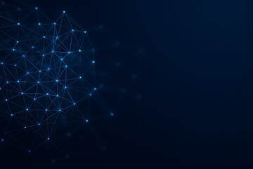 Fototapeta premium Digital Network Mesh Blue Tech Background
