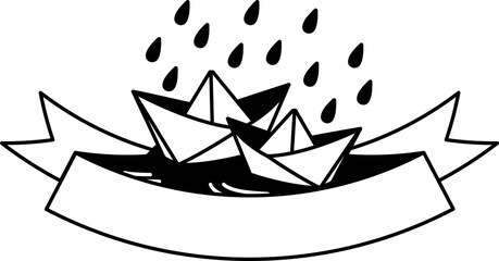 black and white logotype of Paper boats on the swamp