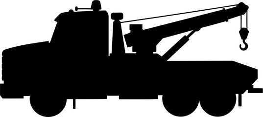 Tow Truck Silhouette Vector Illustration , Transparent Background