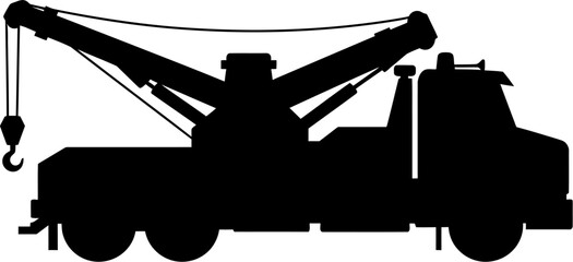 Tow Truck Silhouette Vector Illustration , Transparent Background