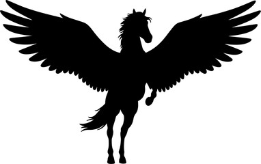 Pegasus Silhouette Vector Illustration , Transparent Background