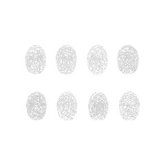 Illustration of collection of eight fingerprint impressions, showcasing unique patterns