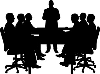 Business Meeting Silhouette Vector Illustration , People Business Silhouette , Transparent Background