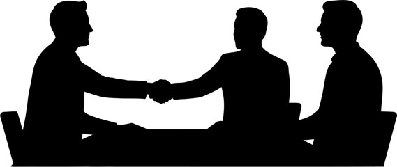 Business Meeting Silhouette Vector Illustration , People Business Silhouette , Transparent Background