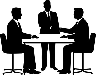 Business Meeting Silhouette Vector Illustration , People Business Silhouette , Transparent Background