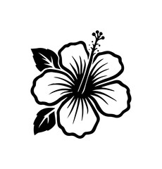 Elegant black and white hibiscus flower vector graphic for tropical designs