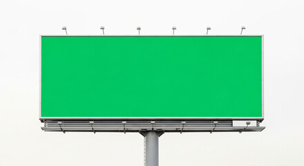 Blank Green Screen Outdoor Billboard Mockup Isolated on White Background for Advertising Campaign