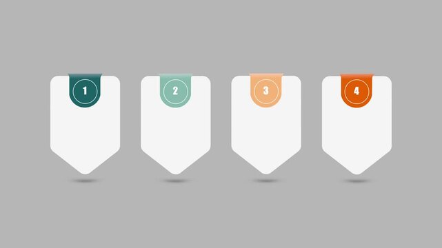 animated video of 4, 5, 6 and 8  steps  business infographics multicolor  rectangle shape  for workflow, presentation, 4k animation