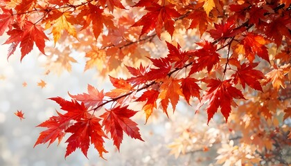 Vibrant fall colors . Autumn maple leaves isolated on transparent background