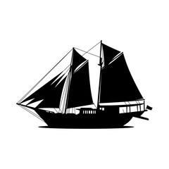 sailing ship vector illustration. Phinisi ship icon vector
