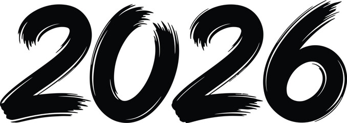 Modern art brush stroke typography for 2026 banners