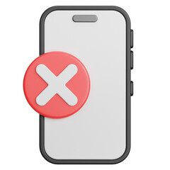 Obraz premium Modern Gray Smartphone With A Red Circle And White Cross Symbol Indicating No Phone Or Error In A Clean Transparent Background With Soft Lighting