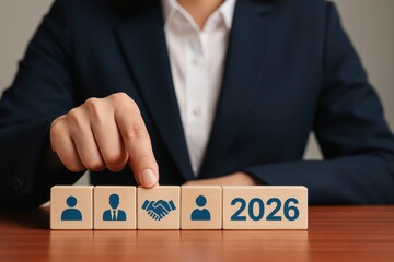 Business Professional Pointing at 2026 Year Timeline Concept
