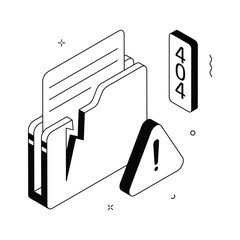 3D isometric folder showing file error or missing document warning.