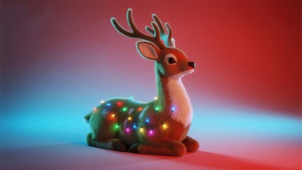 Deer with colorful string lights