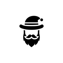 Stylized Santa Claus Silhouette with Hat and Beard