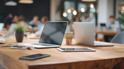 People engage in collaborative projects in a lively coworking environment filled with energy Generative AI