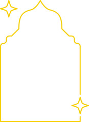 Frame with stars set border, gold frame with sparkle stars, arches border icon, festive effect decoration sign, trendy geometric template. New year christmas background 2026. Vector or PNG